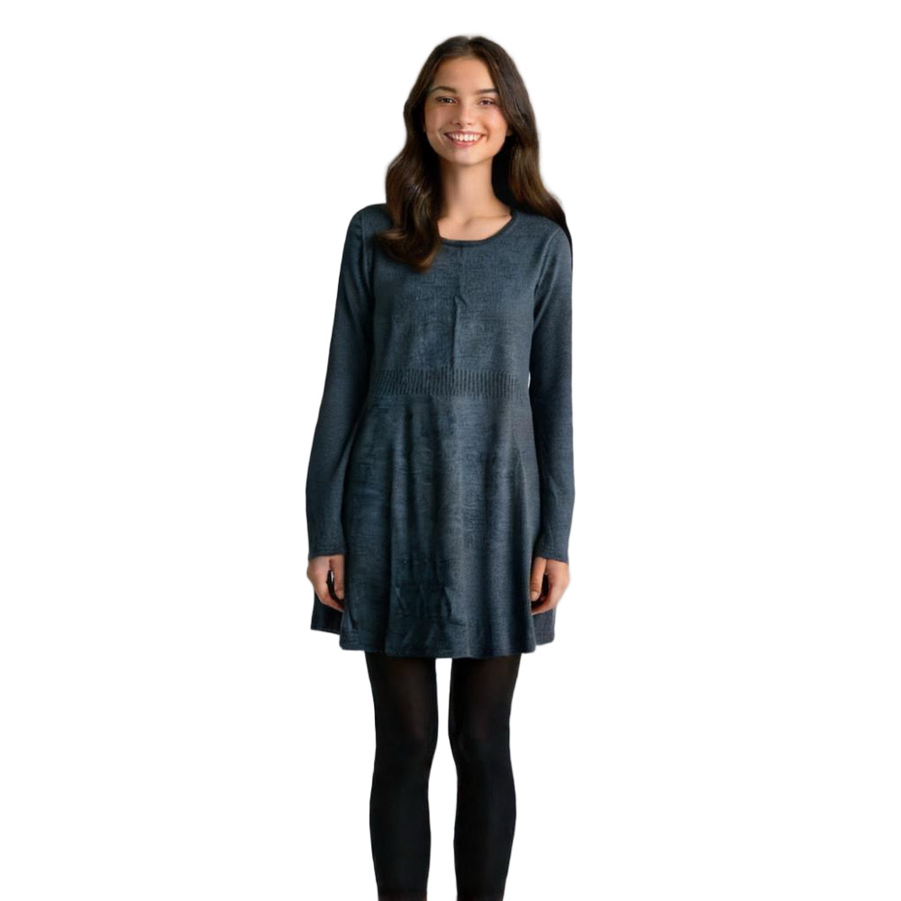 BCX Dress  Fit & Flare Gray Knit Long Sleeve   Junior XL NWT